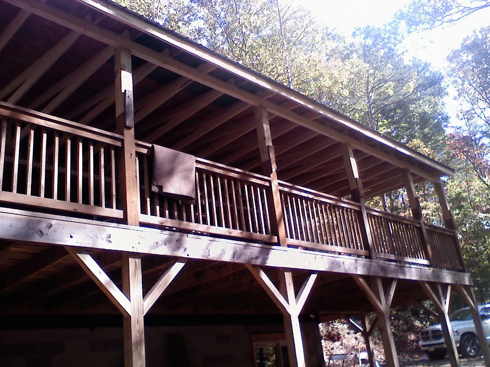 Timber framing under a new elevated porch and deck — Roof Leak Repair in Tipp City by Roofing Brothers